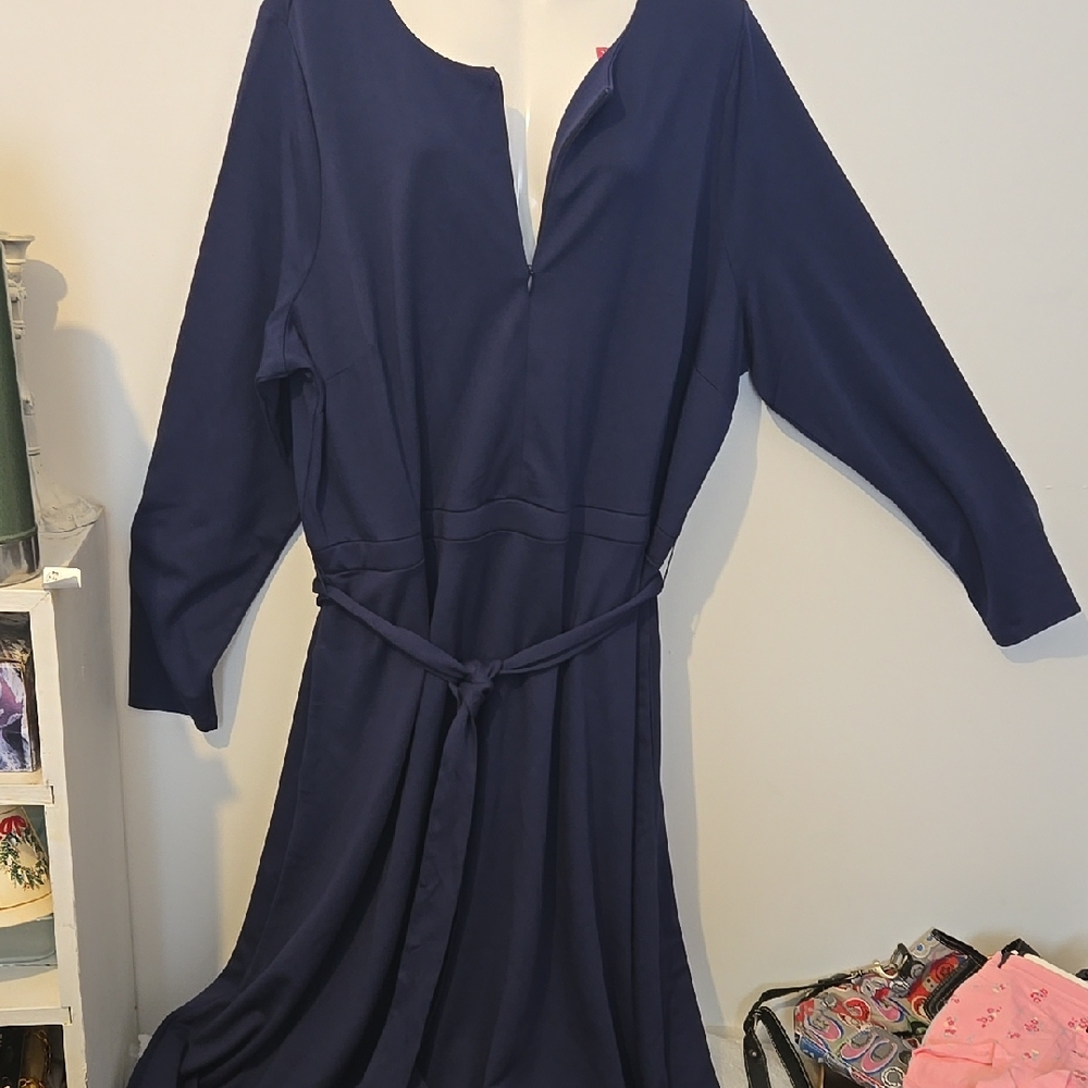 Girl with Curves NWT Front 3/4 Zip Front Ponte Navy Dress Midi Dress Size 2XT